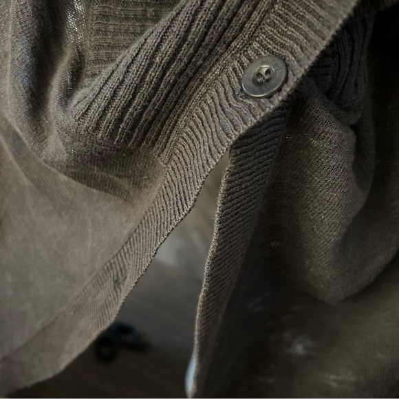 Wilfred Brown linen blend Cardigan Sweater with Waterfall Front *flaw M - Picture 9 of 15